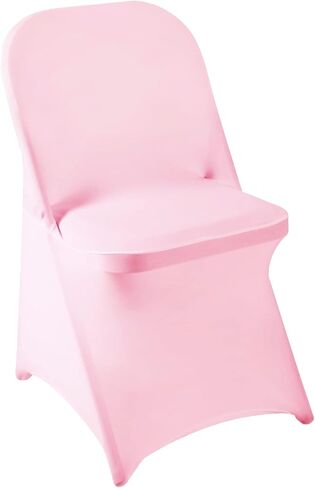 Howhic Folding Chair Covers for Party 12pcs, White Universal Spandex Chair Covers for Folding Chairs, Stretchy Fitted Chair Covers for Wedding, Party, Banquet, Conference (12pcs, White) in Kuwait