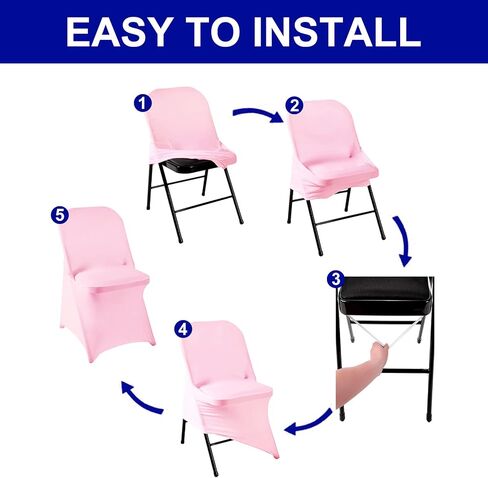 Howhic Folding Chair Covers for Party 12pcs, White Universal Spandex Chair Covers for Folding Chairs, Stretchy Fitted Chair Covers for Wedding, Party, Banquet, Conference (12pcs, White) in Kuwait