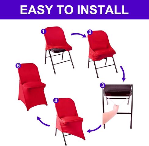 Howhic Folding Chair Covers for Party 12pcs, White Universal Spandex Chair Covers for Folding Chairs, Stretchy Fitted Chair Covers for Wedding, Party, Banquet, Conference (12pcs, White) in Kuwait