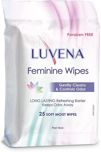 Luvena Feminine Wipes - Soft Wet Wipes for Women - Refresh & Resist Odor - Gynecologist Tested - Travel Friendly Cleansing Cloths - Cucumber Scented (25 Count, 1 Pack) in Kuwait