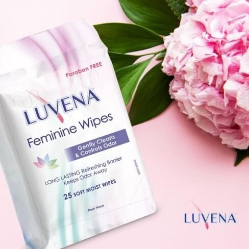Luvena Feminine Wipes - Soft Wet Wipes for Women - Refresh & Resist Odor - Gynecologist Tested - Travel Friendly Cleansing Cloths - Cucumber Scented (25 Count, 1 Pack) in Kuwait