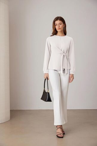 GRACE KARIN 2024 Women's Elegant Peplum Tops Tie Front Long Sleeve Shirts Dressy Casual Blouses Work Tunic Tops in Saudi Arabia
