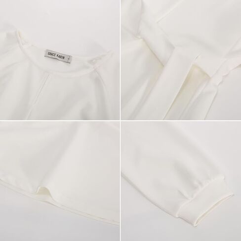 GRACE KARIN 2024 Women's Elegant Peplum Tops Tie Front Long Sleeve Shirts Dressy Casual Blouses Work Tunic Tops in Saudi Arabia