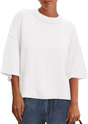 BTFBM Womens Short Sleeve Tops 2025 Summer Crew Dress Dever Sweater Sweater Scender Solid Solid Tlibbed Terts T in Kuwait