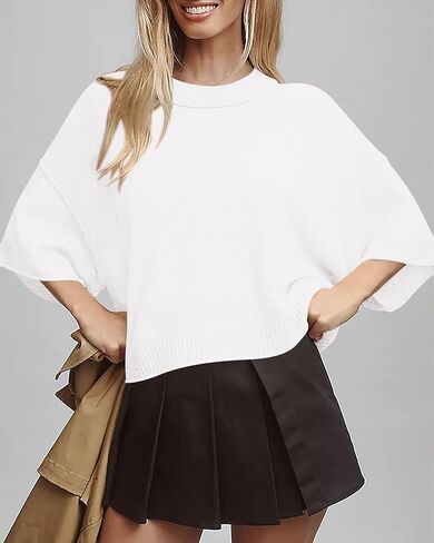 BTFBM Womens Short Sleeve Tops 2025 Summer Crew Dress Dever Sweater Sweater Scender Solid Solid Tlibbed Terts T in Kuwait