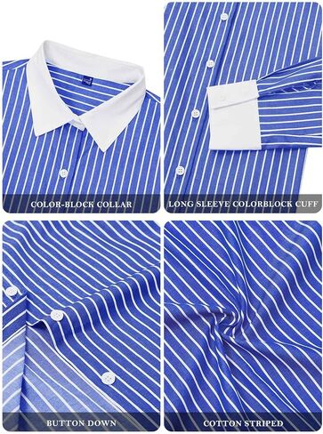 سيليتيلون ووتن كوتون زر أسفل قمصان فستان مخطط قمصان الفستان in Kuwait