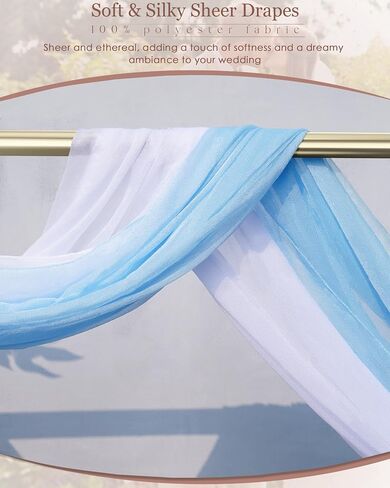 Wedding Arch Flowers Kit (Pack of 4), Flower Arrangement Kit Includes1 Large Flower Swag & 1 Small Flower Swag & 2 Sheer Drapes, Large Size Artificial Floral Swag for Wedding Ceremony, Blue in Saudi Arabia