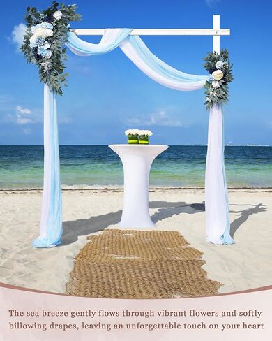Wedding Arch Flowers Kit (Pack of 4), Flower Arrangement Kit Includes1 Large Flower Swag & 1 Small Flower Swag & 2 Sheer Drapes, Large Size Artificial Floral Swag for Wedding Ceremony, Blue in Saudi Arabia