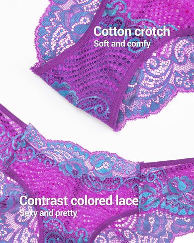 Lace Panties for Women Cheeky Low Rise Underwear with Wave Lace Trim, Sexy & Comfortable Hipster Panty 3 Pack in Saudi Arabia