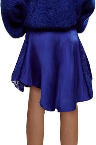 Women Satin Half Slips Low Rise Lace Trim Skirts Short Layered Underskirts Ruffle A Line Floral Lace Mini Skirts in Kuwait