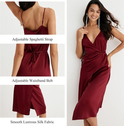 COLD POSH Women's 19mm Silk Slip Dress Luxury Summer Slips Chemise Sexy Sleeveless Dresses Elegant Slim Fit Tie Waist Dress in Saudi Arabia