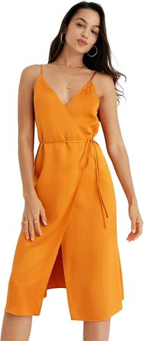 COLD POSH Women's 19mm Silk Slip Dress Luxury Summer Slips Chemise Sexy Sleeveless Dresses Elegant Slim Fit Tie Waist Dress in Kuwait