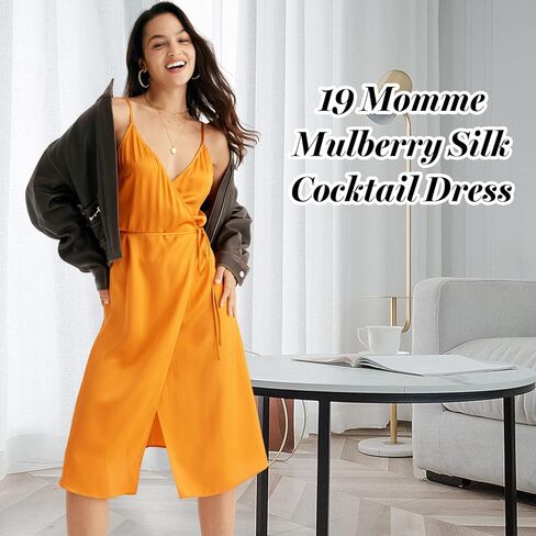 COLD POSH Women's 19mm Silk Slip Dress Luxury Summer Slips Chemise Sexy Sleeveless Dresses Elegant Slim Fit Tie Waist Dress in Kuwait