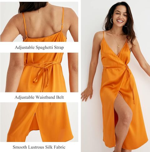 COLD POSH Women's 19mm Silk Slip Dress Luxury Summer Slips Chemise Sexy Sleeveless Dresses Elegant Slim Fit Tie Waist Dress in Kuwait
