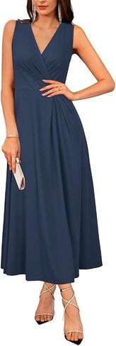 Newshows Womens 2025 Formal Evening Gowns Maxi Dress Cocktail Party V Neck Sleeveless Wedding Guest Long Elegant Dress in Saudi Arabia