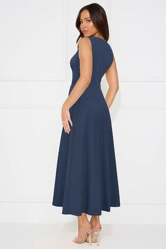 Newshows Womens 2025 Formal Evening Gowns Maxi Dress Cocktail Party V Neck Sleeveless Wedding Guest Long Elegant Dress in Saudi Arabia