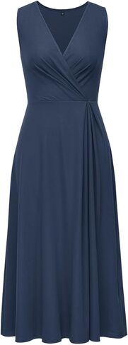 Newshows Womens 2025 Formal Evening Gowns Maxi Dress Cocktail Party V Neck Sleeveless Wedding Guest Long Elegant Dress in Saudi Arabia