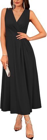 Newshows Womens 2025 Formal Evening Gowns Maxi Dress Cocktail Party V Neck Sleeveless Wedding Guest Long Elegant Dress in Kuwait