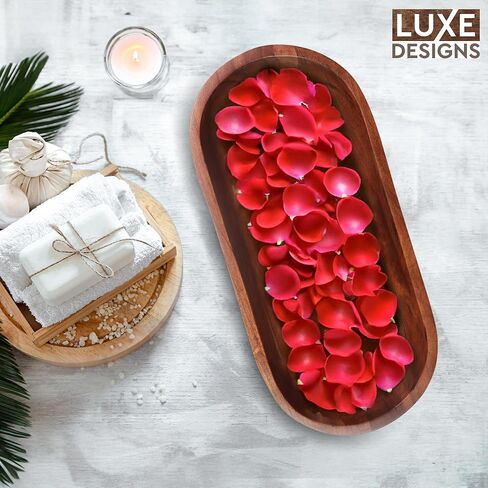 Luxe Designs Wooden Dough Bowl - Dark Burnt Acacia Wood - Handmade Decorative Bowls for Home Decor, Bathroom, Kitchen Counter, & More - Rustic Large Wood Dough Bowl for Decor, Cosmetics, and Keys in Saudi Arabia