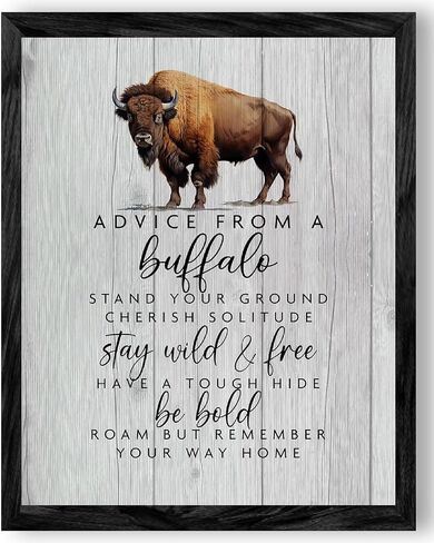 Advice From Buffalo - Inspirational Wall Art Print, Rustic American Bison Wall Artwork For Home Decor, School Decor, Living Room Decor & Hallway Decor, Great Motivational Gift, Unframed - 8x10" in Saudi Arabia