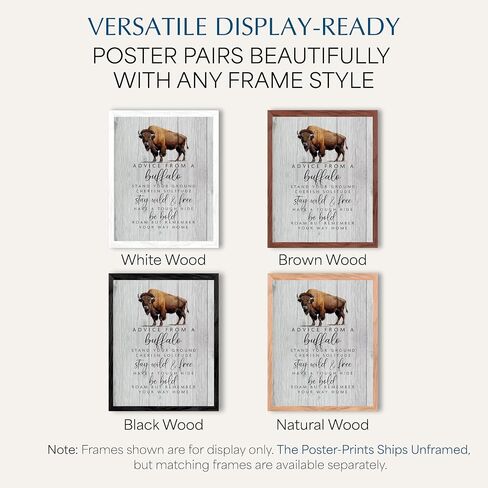 Advice From Buffalo - Inspirational Wall Art Print, Rustic American Bison Wall Artwork For Home Decor, School Decor, Living Room Decor & Hallway Decor, Great Motivational Gift, Unframed - 8x10" in Saudi Arabia