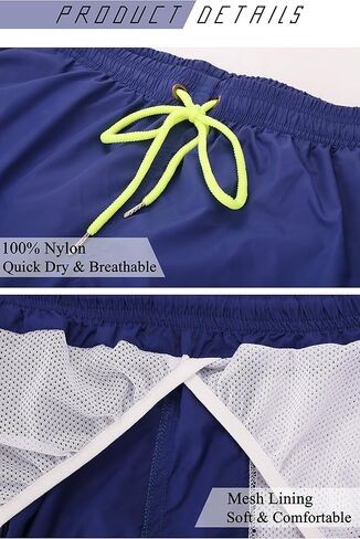 ynimioaox 2 pack trunks swim للرجال شورتات شاطئية جافة سريعة مع بطانة شبكية in Kuwait