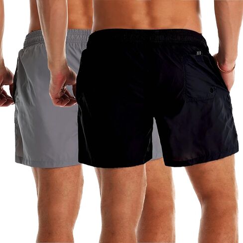 ynimioaox 2 pack trunks swim للرجال شورتات شاطئية جافة سريعة مع بطانة شبكية in Kuwait