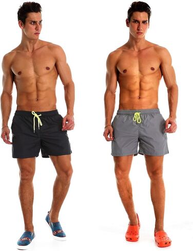 ynimioaox 2 pack trunks swim للرجال شورتات شاطئية جافة سريعة مع بطانة شبكية in Kuwait