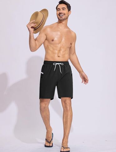 SILKWORLD Men Swim Trunks with Compression Liner 7" Bathing Suits Quick Dry Swimming Shorts with Zipper Pocket in Saudi Arabia
