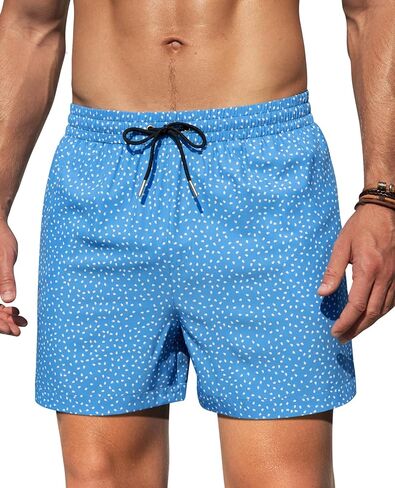 Mens 5" Vintage Swim Trunks Bathing Suits with Mesh Lining Quick Dry Swim Shorts Men Swimsuits with Zipper Pocket in Saudi Arabia