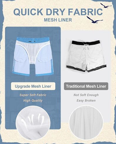 Mens 5" Vintage Swim Trunks Bathing Suits with Mesh Lining Quick Dry Swim Shorts Men Swimsuits with Zipper Pocket in Saudi Arabia