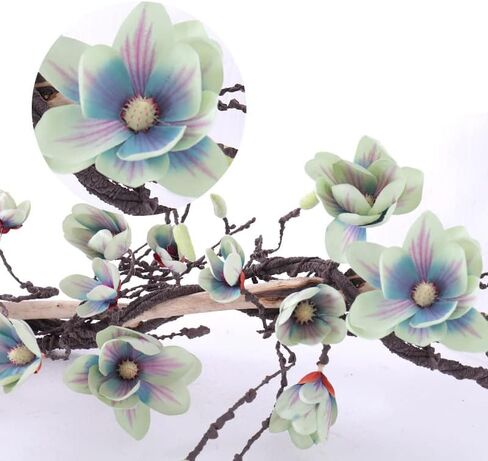 118 inch Artificial Magnolia Orchid Flowers Ivy Vines Garland Fake Tree Branches Trunk with Flores Wreath for Wedding Arch Wall Hanging Home Room Decoration (Blue) in Kuwait
