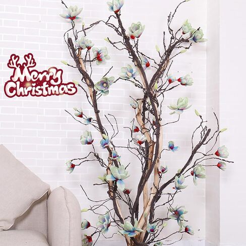 118 inch Artificial Magnolia Orchid Flowers Ivy Vines Garland Fake Tree Branches Trunk with Flores Wreath for Wedding Arch Wall Hanging Home Room Decoration (Blue) in Kuwait