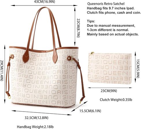 Queenoris Tote Bag for Women, Designer Fashion Purses Top Handle Satchel Large Capacity Classic Shoulder Bags in Kuwait