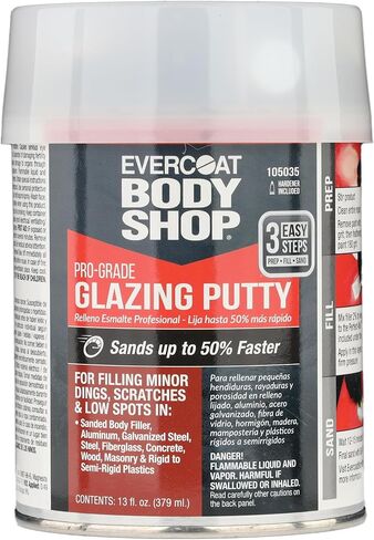 Evercoat Body Shop 105035 Pro-Grade Glazing Putty for Filling Minor Dings, Scratches and Low Spots in Aluminum, Fiberglass & More, Easy Mix Hardener Included 13 Fl Oz. in Saudi Arabia