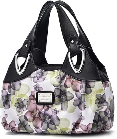 Fashion Vegan Leather Handbag for Women Multi Pocket Large Tote Bags Satchel Printed Purses Soft Hobo Bag in Kuwait