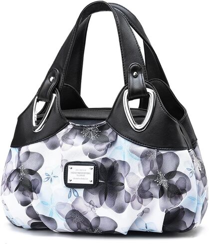 Fashion Vegan Leather Handbag for Women Multi Pocket Large Tote Bags Satchel Printed Purses Soft Hobo Bag in Kuwait