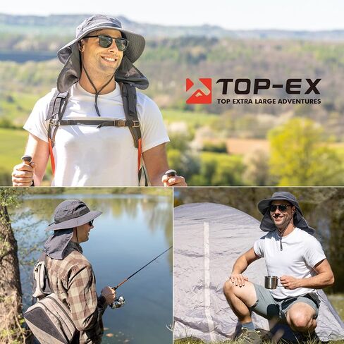 Oversized XL XXL Men's UV 50 Waterproof Packable Mesh Neck Flap Sun Fishing Hat Bucket Bonnie Hiking in Saudi Arabia