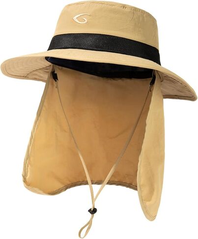 Oversized XL XXL Men's UV 50 Waterproof Packable Mesh Neck Flap Sun Fishing Hat Bucket Bonnie Hiking in Saudi Arabia