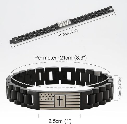 Christian Bracelet for Men– Mens Bracelet with Bible Verse, Faith & Patriotic Stainless Steel Bracelets for Men, Religious Gift for Husband, Dad, Son – Adjustable in Saudi Arabia