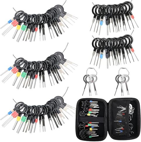 Terminal Pin Removal Tool Kit 82 Pcs Depinning Electrical Connector Pin Extractor Tool Set Wire Terminal Release for Automotive Car Household Devices - Black in Kuwait