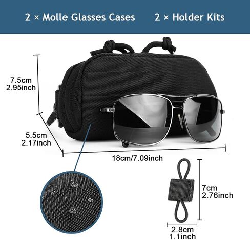 MUCHER 2 Pack Tactical MOLLE Glasses Case Shockproof Tactical Eyeglasses Case Portable Sunglasses Carrying Case with Clip in Saudi Arabia