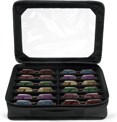 Bukere Sunglasses Organizer Case for Multiple Pairs, 12 Slots Adjustable Glasses Box Women Men, Travel Eyeglasses Storage in Saudi Arabia