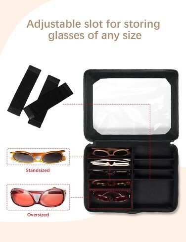 Bukere Sunglasses Organizer Case for Multiple Pairs, 12 Slots Adjustable Glasses Box Women Men, Travel Eyeglasses Storage in Saudi Arabia