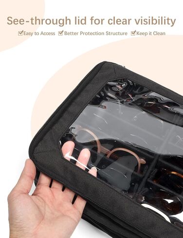 Bukere Sunglasses Organizer Case for Multiple Pairs, 12 Slots Adjustable Glasses Box Women Men, Travel Eyeglasses Storage in Saudi Arabia