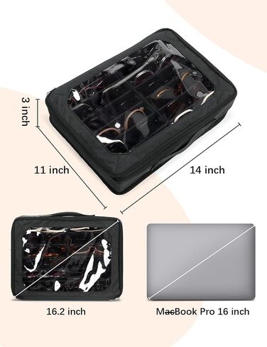 Bukere Sunglasses Organizer Case for Multiple Pairs, 12 Slots Adjustable Glasses Box Women Men, Travel Eyeglasses Storage in Saudi Arabia