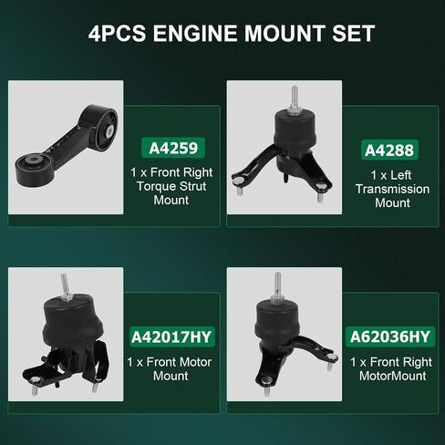 SCITOO Engine Motor Mount Transmission Mount and Torque Strut Mount Set Compatible for Toyota for Camry 2007-2017,Avalon 2008-2012 3.5L,Automatic Transmission,OE 9538 9236 9884 9238 in Saudi Arabia