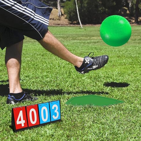 مجموعة Fancemot Kickball مع قواعد وكرة - كرة كيك مقاس 8.5 بوصة، وقواعد رمي مطاطية، ومخاريط تدريب رياضية، ومضخة مقاس 12 بوصة ولوحة نتائج مقاس 14 بوصة - مثالية للأطفال والكبار - لعبة الملعب والفناء الخلفي in Saudi Arabia