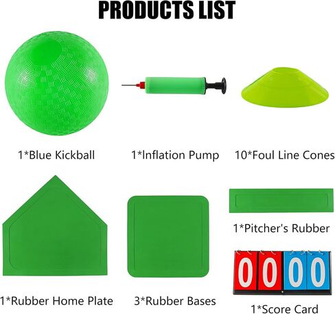مجموعة Fancemot Kickball مع قواعد وكرة - كرة كيك مقاس 8.5 بوصة، وقواعد رمي مطاطية، ومخاريط تدريب رياضية، ومضخة مقاس 12 بوصة ولوحة نتائج مقاس 14 بوصة - مثالية للأطفال والكبار - لعبة الملعب والفناء الخلفي in Saudi Arabia
