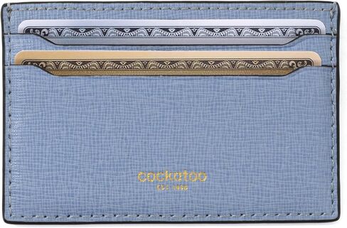 Cockatoo Saffiano Leather Card Holder - Minimalist Credit Card Wallet - Slim Front Pocket Wallet Card Case for Mens and Womens (Green bee) in Kuwait